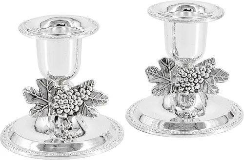Vista 8 de Shabbat Candelabros Portavelas chapados en plata, juego de 2 candelabros (paquete de 12)
