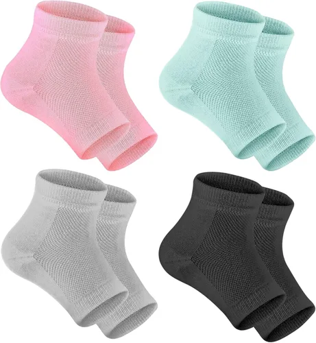 Selizo 4 pares de calcetines de talón hidratantes para mujer, calcetines de talón agrietado, calcetines de talón de gel, calcetines para eliminar