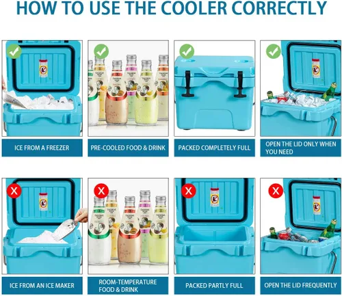 Vista 6 de Goplus 16 Quart Cooler, 24-Can Capacity Ice Chest with 2 Cup Holders, 3-5 Days Ice Retention, Portable Insulated Ice Box for Camping, Fishing