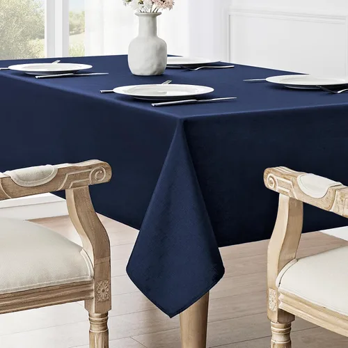 Vista 5 de Mantel rectangular impermeable de 60 x 84 pulgadas, mantel texturizado de lino, resistente a las manchas y a las arrugas, lavable, mantel de tela