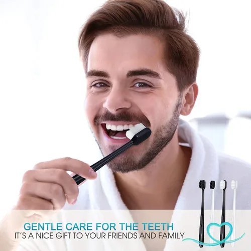 Vista 5 de Patelai 20 cepillos de dientes extra suaves micro nano 20,000 cerdas de carbón de bambú, cerdas suaves para dientes frágiles, recesión oral