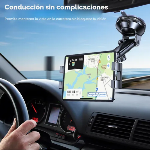 Vista 2 de Soporte para tablet para coche, soporte para iPad para coche【Parabrisas+Salpicadero】Ventosa para iPad para camión Soporte【360° 】Soporte para tablet