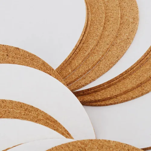 Vista 3 de SHEUTSAN 240 piezas de corcho autoadhesivo redondo de 4 x 4 pulgadas, hojas de respaldo antideslizantes en blanco para posavasos, decoración