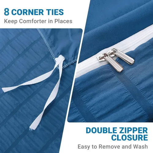 Vista 74 de HYMOKEGE - Funda de edredón gris oscuro tamaño King, juego de funda de edredón de sirsaca ultra suave de 3 piezas con cierre de cremallera, juego