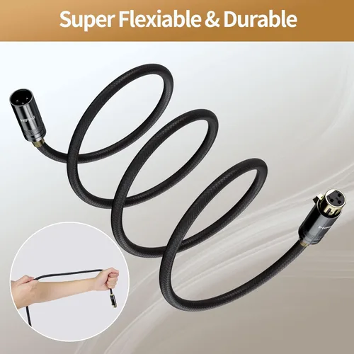 Vista 5 de HiFind Cable XLR de micrófono de 4 pies (sonido de alta fidelidad real, chapado en plata, cobre y resorte SR) cable de altavoz XLR equilibrado