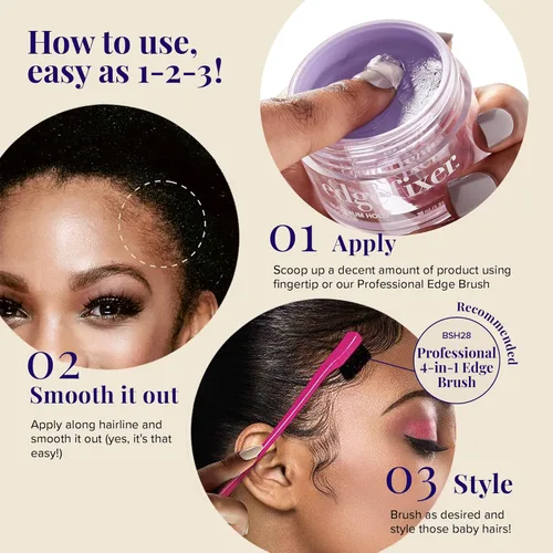 Vista 5 de Red by Kiss Edge Fixer 24 Hour Maximum Hold Edge Wax No Flaking Biotina B7 Gel para el cabello con infusión de biotina B7, 1.01 onzas líquidas