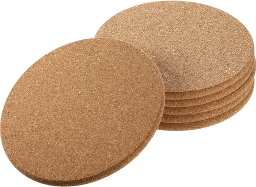 Vista 11 de Boao 6 posavasos redondos absorbentes de corcho de 4 pulgadas, posavasos de madera para plantas, para el hogar, mesa de café, comedor, mesa de madera