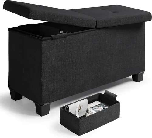 Vista 9 de Nestl Banco otomano de almacenamiento con contenedores de almacenamiento, banco de 30 pulgadas para dormitorio o sala de estar, máximo 660 libras