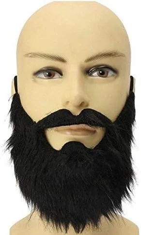 Vista 3 de VIGUEUR 7 bigotes autoadhesivos, barba falsa para fiesta de máscaras, color negro, Negro, Estándar