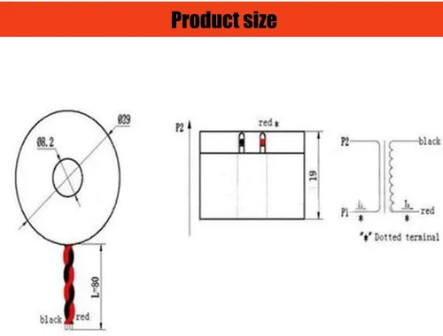 Vista 2 de Comimark Transformador de corriente micro DL-CT08CL5-20A/10mA 2000/1 0 ~ 120A de 2 piezas