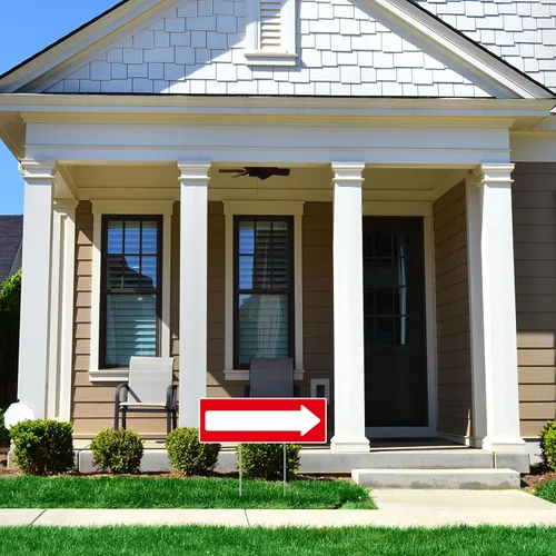 Vista 6 de Letrero de flecha direccional con estacas, 17 x 6 pulgadas, letreros de doble cara, plástico corrugado, letrero de flecha This Way Directions