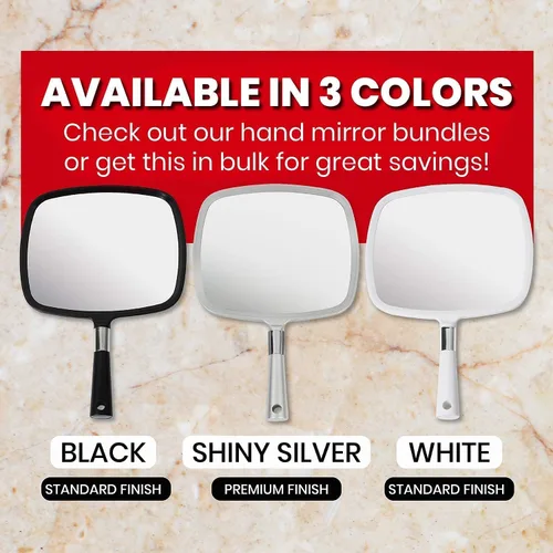 Vista 7 de Mirrorvana Paquete de 5 espejos de mano grandes y cómodos (negro)
