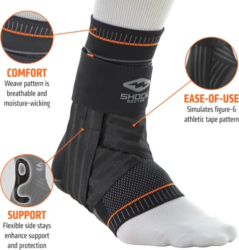 Vista 2 de Shock Doctor Rodillera de tobillo ultra de punto con tiras y soportes Figure 6