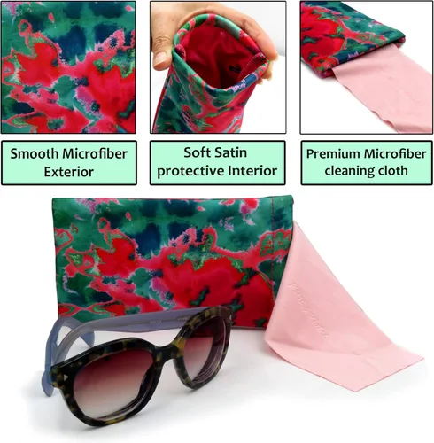 Vista 3 de Funda suave para lentes de sol Estuche grande y suave para lentes Fundas para anteojos con tapa elástica Bolsa para lentes