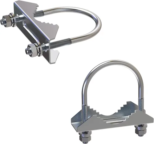 2 piezas de abrazadera de montaje de antena de acero inoxidable con perno en U (todas las tuercas y juntas están hechas de acero inoxidable)