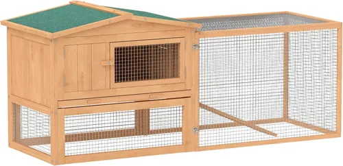 Vista 10 de PawHut Rabbit Hutch - Jaula de conejo de 2 pisos, jaula de conejillo de indias para interiores y exteriores, casa de animales pequeños con bandeja