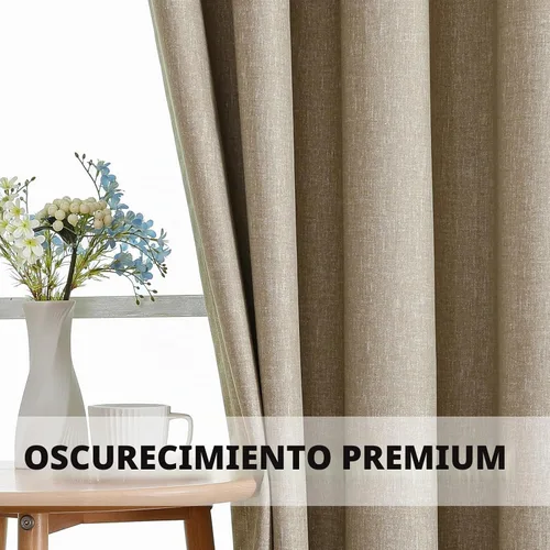Vista 8 de Flyfun Cortinas opacas con ojales para dormitorio y sala de estar, juego de 2 paneles con aislamiento térmico para oscurecer la habitación
