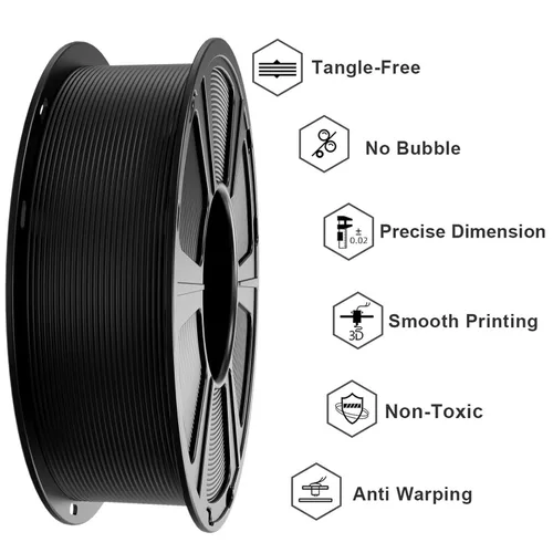 Vista 4 de GEEETECH Paquete de 6 kg de filamento para impresora 3D - Filamento PLA negro de 1.75 mm ± 0.02 mm (6 carretes, 1 kg cada uno) - Alta precisión