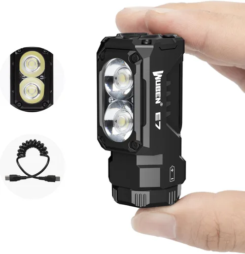 Vista 2 de WUBEN Linterna E7 EDC, Linterna Mini de 1800 Lúmenes Recargable, Linterna Pequeña Súper Brillante, 6 Modos IP68 Impermeable Incorporado Luz de Mano