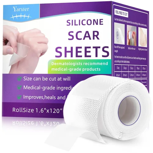 Vista 9 de Hojas de silicona para cicatrices, cinta de silicona para cicatrices (rollo de 1.6 x 60 pulgadas, 4.9 ft), hojas de cicatriz de grado médico, cinta