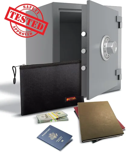 Vista 4 de Better Office Products Paquete de 2 bolsas de documentos ignífugas, 13.4 x 9.4 pulgadas, bolsa de almacenamiento con cremallera, bolsa