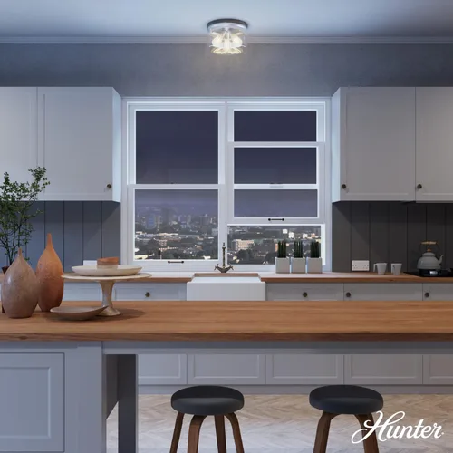 Vista 2 de Hunter Fan Company 19152 Devon Park - Lámpara empotrada, níquel cepillado