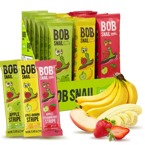Paquete variado de aperitivos para niños y adultos, 30 bocadillos de frutas saludables a granel envueltos individualmente, cuero de fruta con fresa