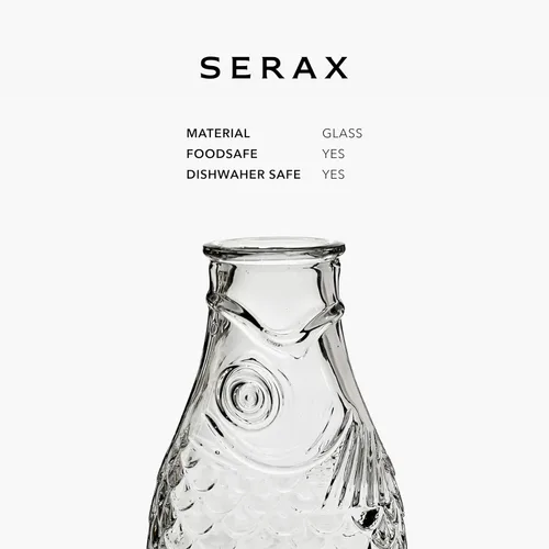 Vista 6 de Serax - Jarra de agua de vidrio Vasija de vidrio Fish & Fish de Paola Navone Decantador de vino de 28.74 fl oz Botella transparente