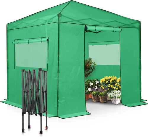 Vista 18 de EAGLE PEAK - Invernadero instantáneo emergente, para plantas de interior y exterior, con puertas con cremallera enrollables y ventanas laterales