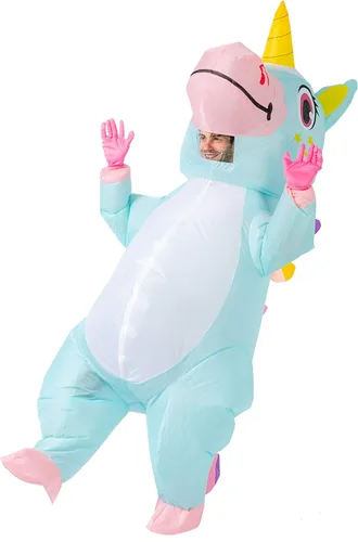 Vista 2 de Spooktacular Creations - Disfraz inflable de unicornio para montar disfraz de Halloween de lujo talla para adulto