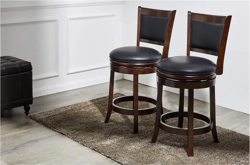 Vista 101 de Ball & Cast Taburetes giratorios tapizados para mostrador de cocina, taburetes de bar de 24 pulgadas de altura del asiento, silla de taburete