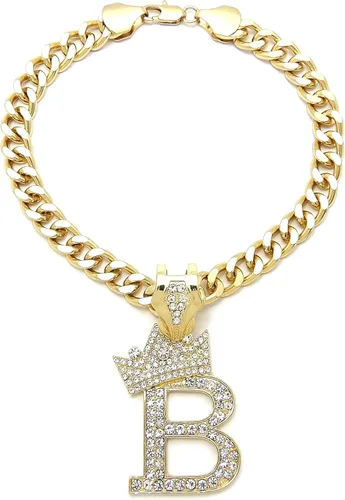 Vista 22 de Collar de cadena con letra inicial cubana para perro, collar de cadena para mascotas, gato, collar para cachorro (S, 25 cm)