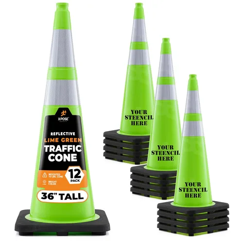 Vista 44 de Xpose Safety Conos de tráfico naranjas de 28 pulgadas con collares de 6 y 4 pulgadas, 1 paquete – Cono de seguridad de plástico PVC multiusos