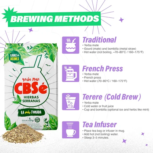 Vista 4 de CBSe Hierbas Serranas Yerba Mate - Té de hierbas – Hoja suelta, mezcla de hierbas de montaña con Pennyroyal, menta y menta, auténtico sabor