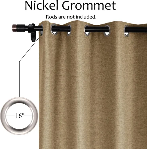 Vista 97 de Frelement Cortinas opacas de lino natural, paneles de cortinas con ojales para sala de estar, cortinas con aislamiento térmico, 52 pulgadas de ancho