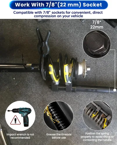 Vista 5 de Kit de compresor de resorte de puntal Macpherson ATPEAM Universal, juego de herramientas intercambiables para horquilla y bobina
