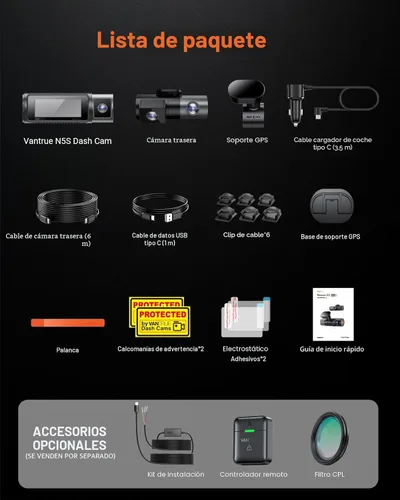 Vista 7 de Vantrue N5S 4 canales 360 grados 2.7K Dash Cam, 4CH STARVIS 2 visión nocturna, 2.7K+1080P* 2+1440P cámara interior trasera delantera, modo