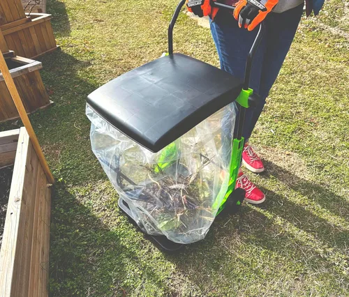 Vista 8 de Bosmere Carrito de jardín multiusos, cubo de basura plegable ajustable para patio, cubo de basura portátil