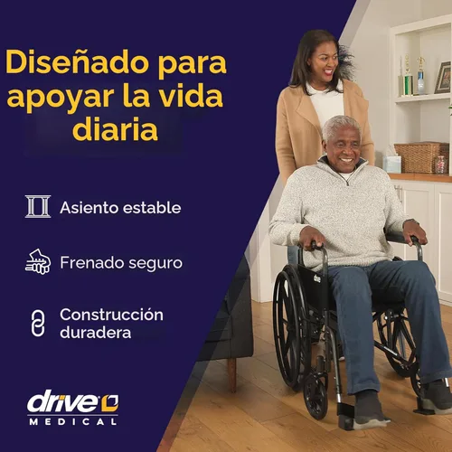 Vista 2 de Silla de ruedas plateada con reposabrazos enteros y reposapiés removible, SSP118FA-SF, Universal, Negro, 1, 1