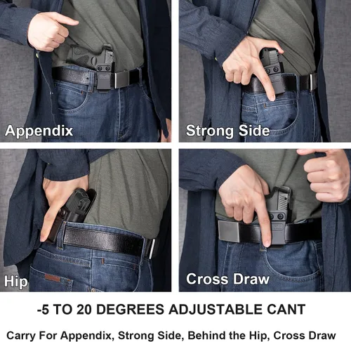 Vista 2 de Funda Bodyguard 380, funda IWB Kydex compatible con M&P Bodyguard 380 Auto & Integrated Laser Pistol, funda de transporte oculta interior, Adj.