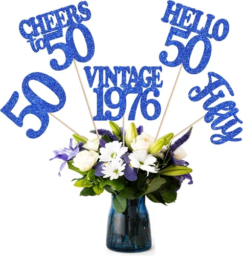 Vista 39 de 15 piezas de centro de mesa de feliz cumpleaños número 10 palos de diez dígitos dobles vintage 2015 centros de mesa de flores palos saludos a 10