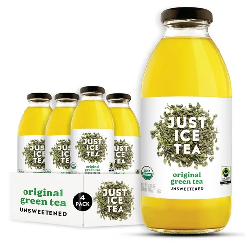 Vista 24 de Just Ice Tea Té helado orgánico, botellas de vidrio de 16 onzas líquidas (té de hierbas de hibisco de bayas, paquete de 12)