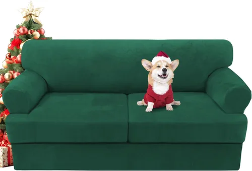 Vista 15 de H.VERSAILTEX Funda para sofá de 2 piezas, fundas para sillón con cojines en forma de T, funda para sofá de terciopelo grueso, protector de muebles