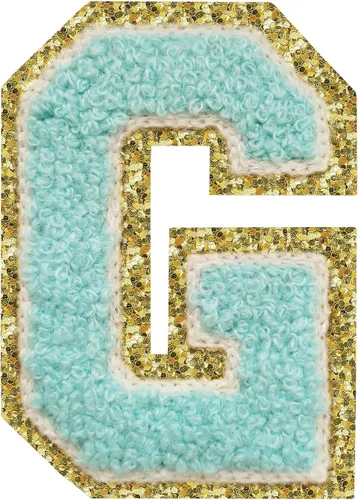 Vista 22 de 3Pcs Letter Patches Varsity Glitters Chenille,SPRT Iron on Blue Letter Patch,Alphabet Cloth Patch for Team Costume Decoration 3.1in Height S