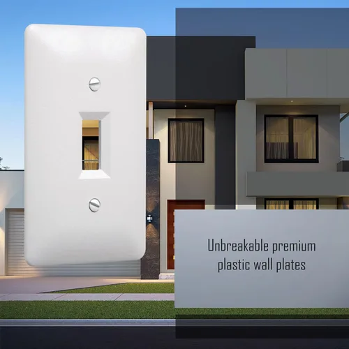 Vista 7 de TayMac 4000W Placa de pared para interruptor de palanca única, pintada, blanca, 1 banda