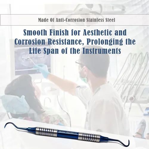 Vista 2 de Sondas dentales de doble extremo hechas de acero inoxidable para el cuidado de la higiene bucal, juego de herramientas profesionales, instrumentos