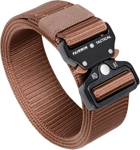 Vista 12 de FAIRWIN Cinturón Táctico, Estilo Militar Webbing Riggers Web Gun Belt con Hebilla de Metal de Liberación Rápida de Servicio Pesado