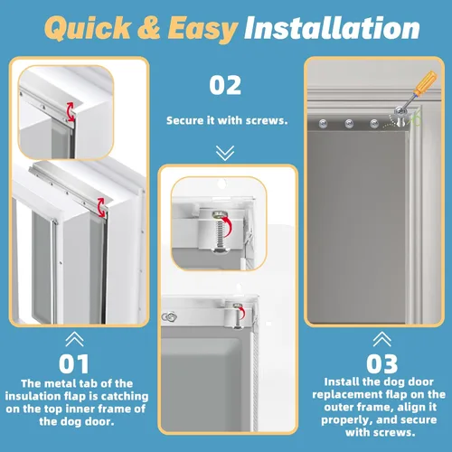 Vista 6 de Solapa de repuesto extra grande para puerta de perro de 3 solapas con tornillos, solapas de repuesto para clima extremo - Compatible con solapas