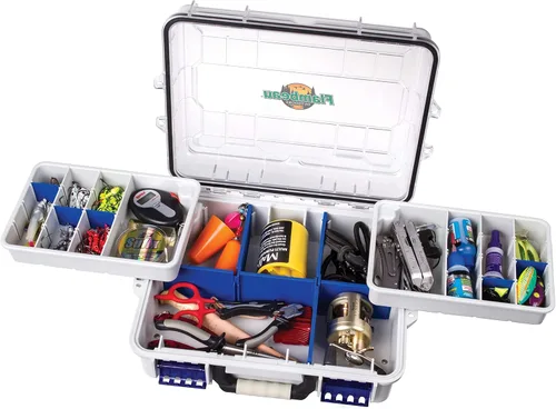 Vista 4 de Flambeau Outdoors 3000WPNC Maletín impermeable 3000, caja portátil impermeable para aparejos con bandejas, gris/transparente