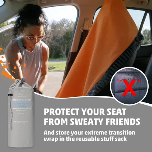 Vista 5 de Orange Mud Transition Wrap Extreme - Funda impermeable para asiento de automóvil y toalla cambiadora para atletas - A prueba de sudor, ajuste Gris